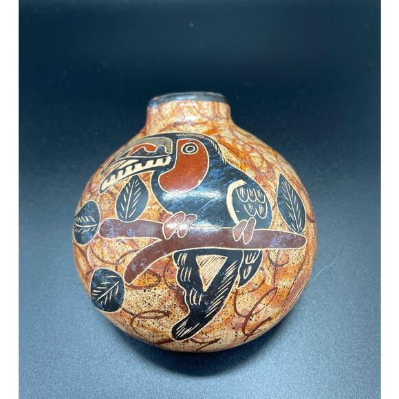 Vintage Clay handmade wall pocket‎ with Toucan - Picture 5 of 5